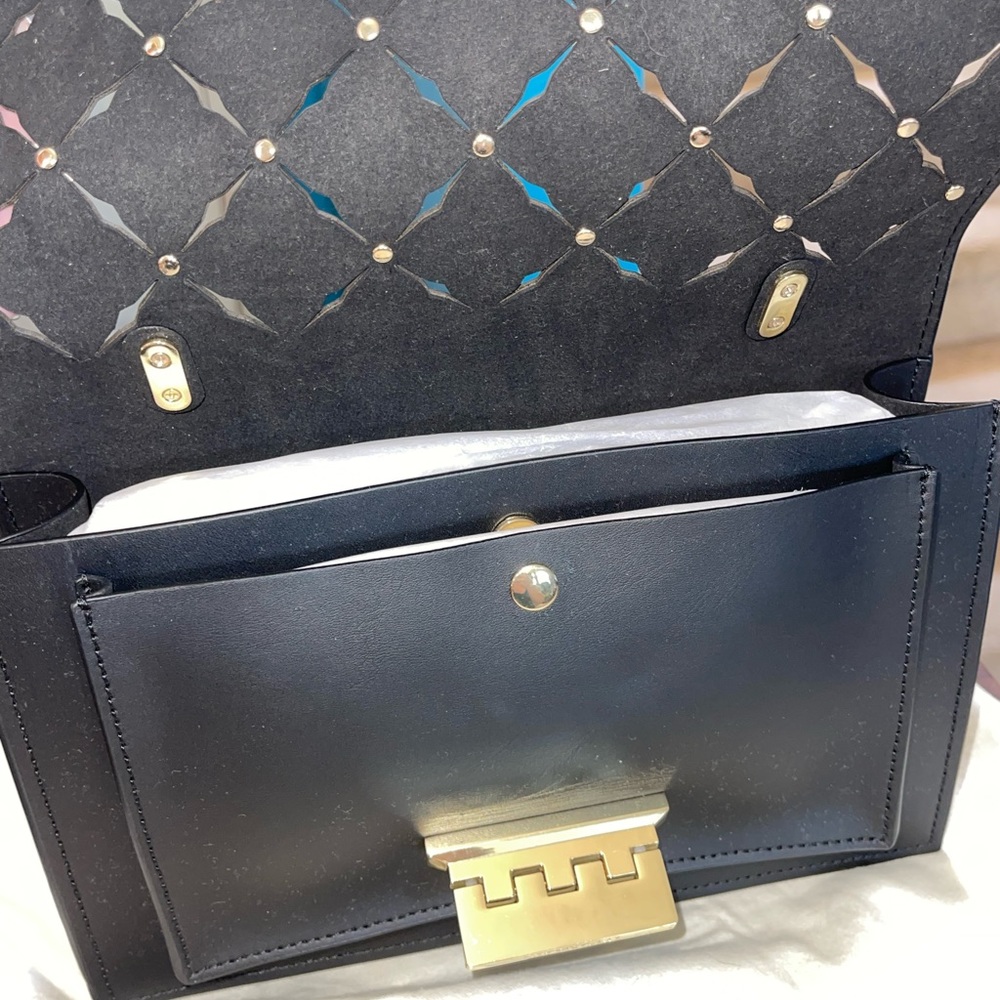 NEW WT Zac Zac Posen Eartha Medium Chain Shoulder Handbag Black Floral - Picture 5 of 13